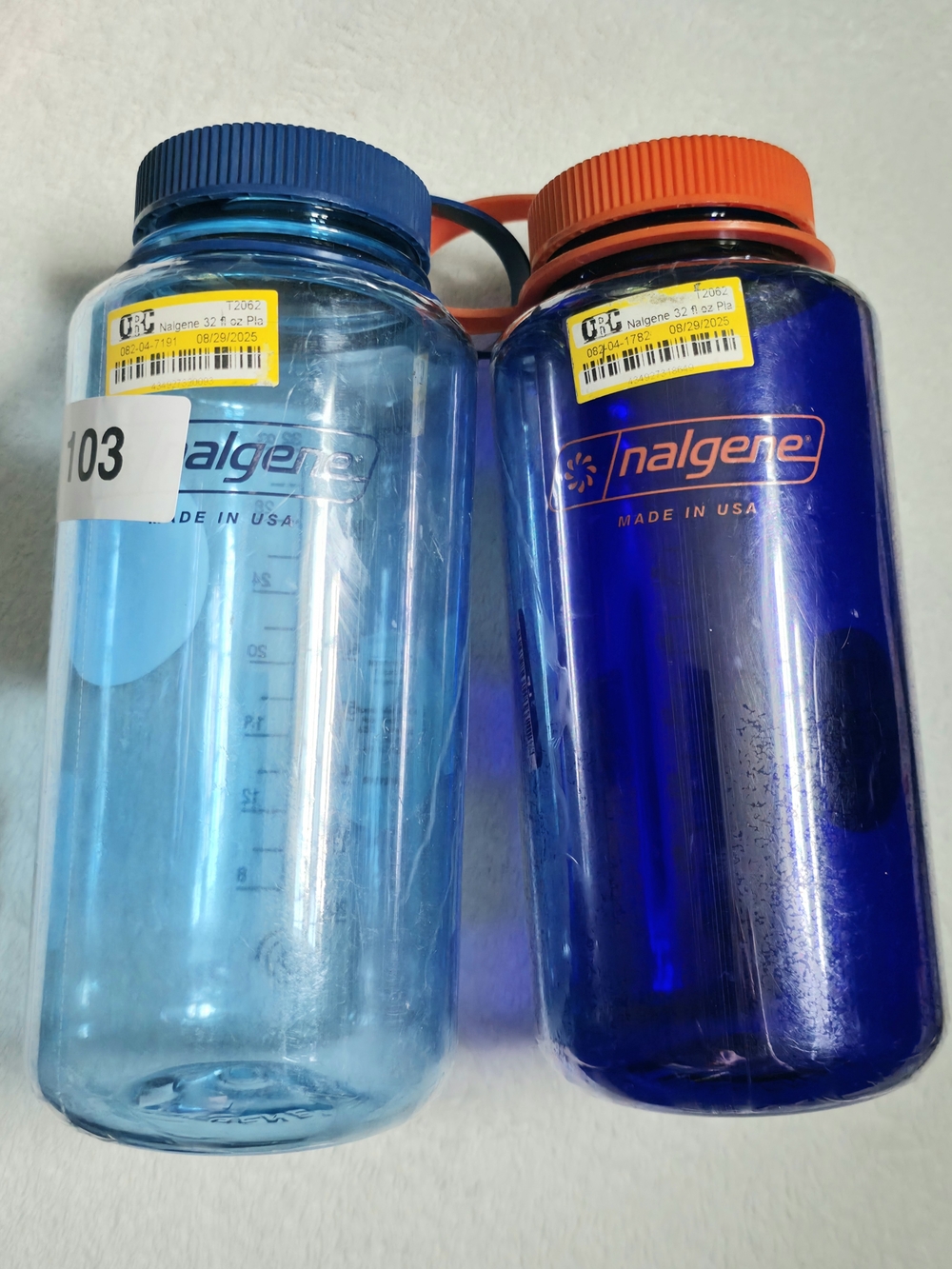 Nalgene 32oz Wide Mouth Water Bottle Set Blue Orange BPA Free